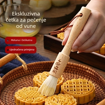 Vunena četka za BBQ s drvenom drškom, za premaz jajima i pečenje Mooncake – japanski stil
