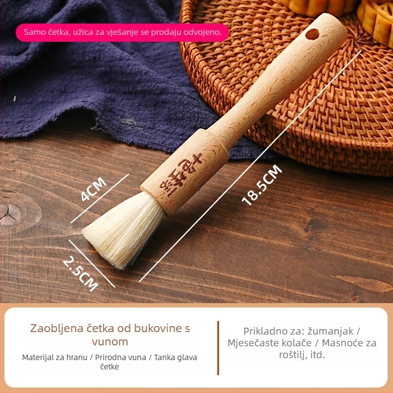 Vunena četka za BBQ s drvenom drškom, za premaz jajima i pečenje Mooncake – japanski stil