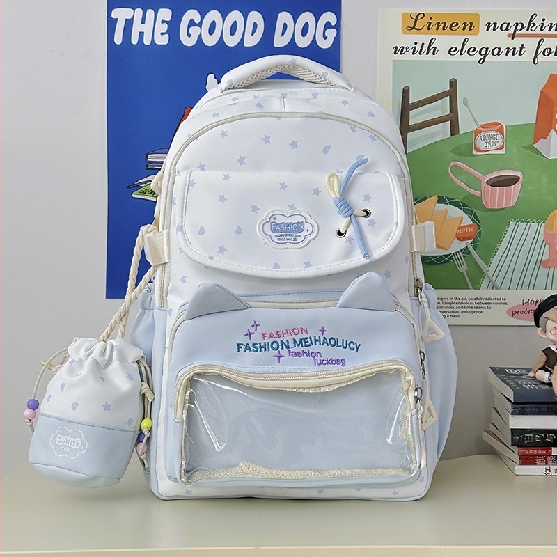 Školska torba za djevojčice, najlon, prozračna, otporna na habanje, proširiva, zakrivljene naramenice