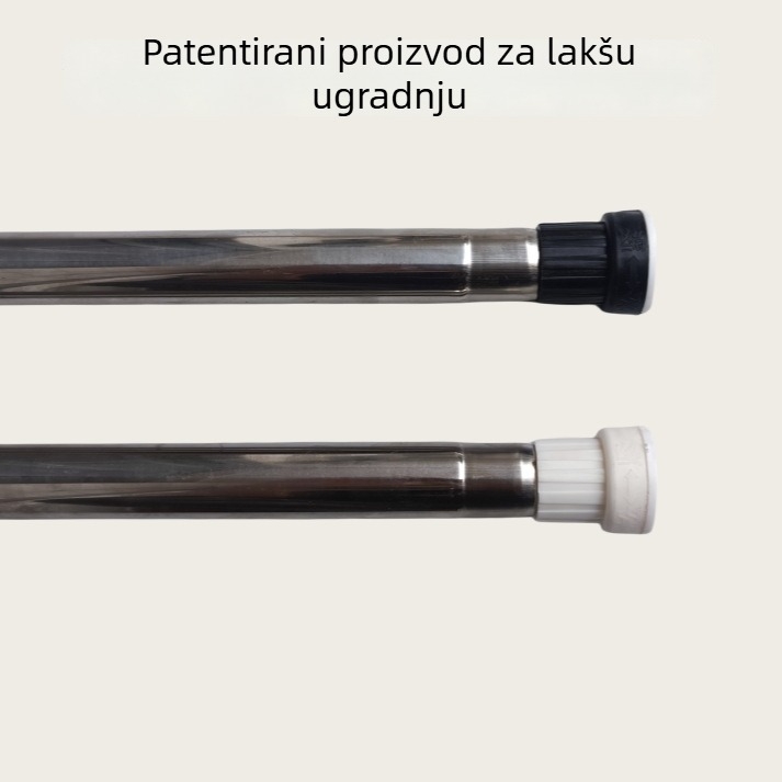 Proširiva šipka za tuš zavjese od nehrđajućeg čelika, bez bušenja, čvrsta konstrukcija, pogodna za sušenje odjeće na balkonu