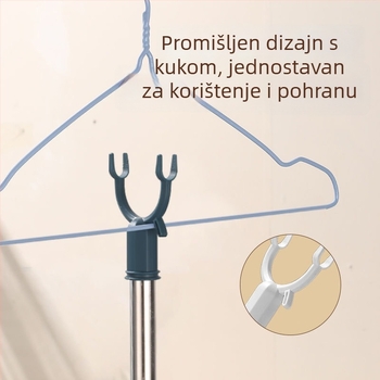 Teleskopska šipka za sušenje odjeće s vilicama – plastika, za balkon, moderni stil