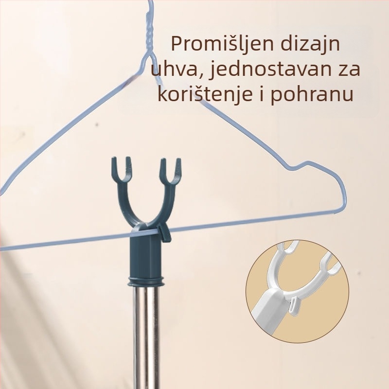 Teleskopska šipka za sušenje odjeće s vilicama – plastika, za balkon, moderni stil
