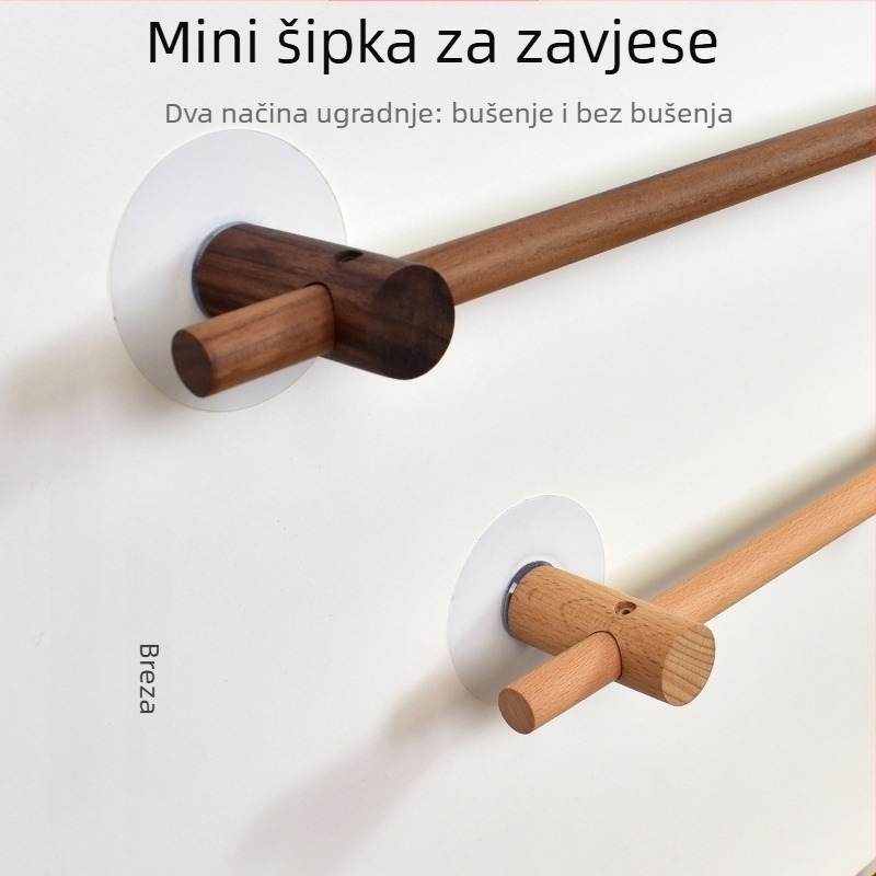 Mini drveni zavjese rod s ljepilnom montažom — materijal: drvo, marka Other, stil Other