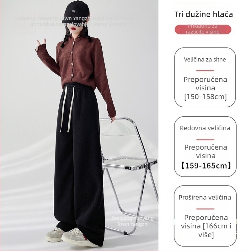 Damske casual hlače ravnog kroja s visokim strukom, tkanina od pamuka, gradski stil