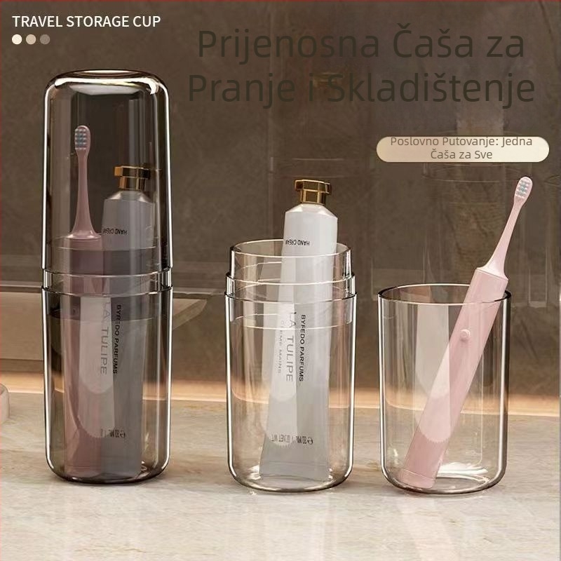 Plastična putna čašica za usta, čašica za četkicu i pastu, prijenosni držač četkice, s hermetičnim zatvaranjem