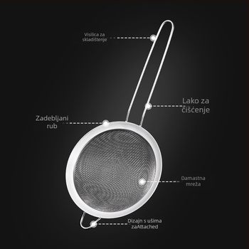 Jy-mfs-001 Sito za brašno, 304 nehrđajući čelik, ojačana mreža, ručna upotreba, moderni minimalistički stil