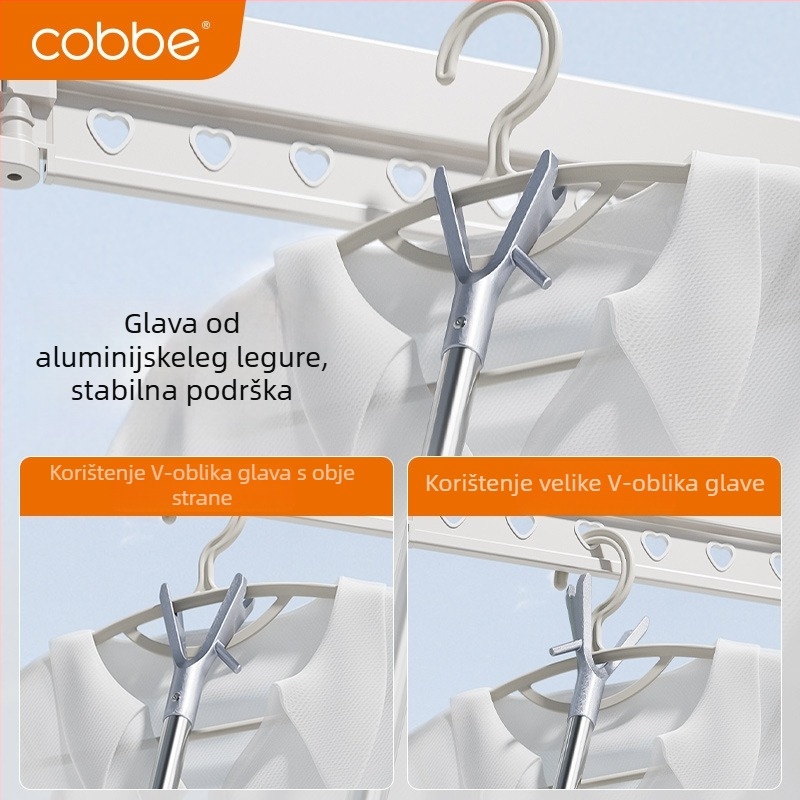 Izvlačna kukica za sušenje od nehrđajućeg čelika za balkon, moderan minimalistički stil (Cobbe/Cabei, 2023)