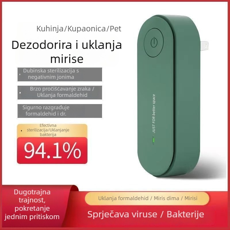 Pročišćivač zraka s negativnim ionima i uklanjanjem formaldehida, protok zraka 50 m³/h, buka ≤ 36 dB, pogodan za do 10 m², kombinirani filter