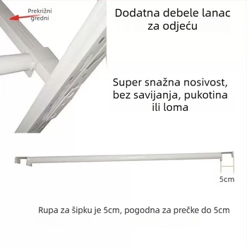 Razvlačiva vješalica za odjeću s nastavcima za policu – cinkoviti spoj, marka Zqt/Zhenothers, jednostavan moderni stil, premaz sprejem