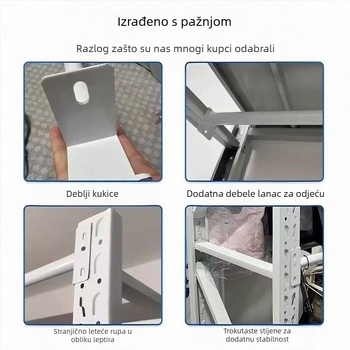 Razvlačiva vješalica za odjeću s nastavcima za policu – cinkoviti spoj, marka Zqt/Zhenothers, jednostavan moderni stil, premaz sprejem