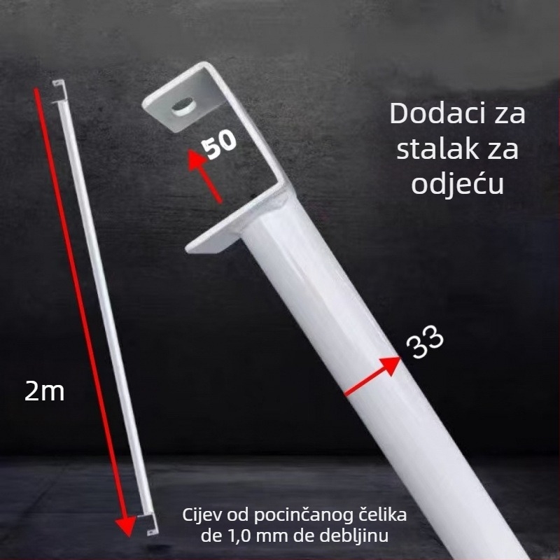 Razvlačiva vješalica za odjeću s nastavcima za policu – cinkoviti spoj, marka Zqt/Zhenothers, jednostavan moderni stil, premaz sprejem