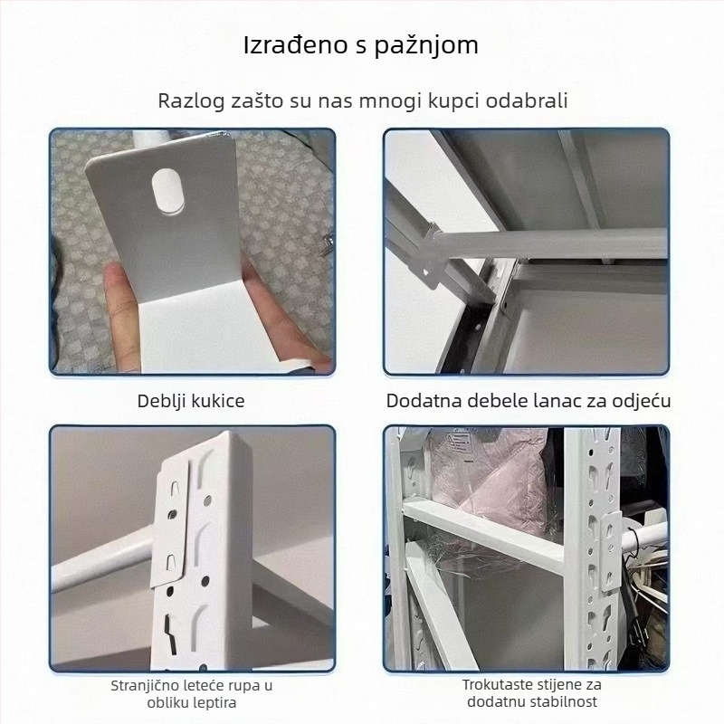 Razvlačiva vješalica za odjeću s nastavcima za policu – cinkoviti spoj, marka Zqt/Zhenothers, jednostavan moderni stil, premaz sprejem