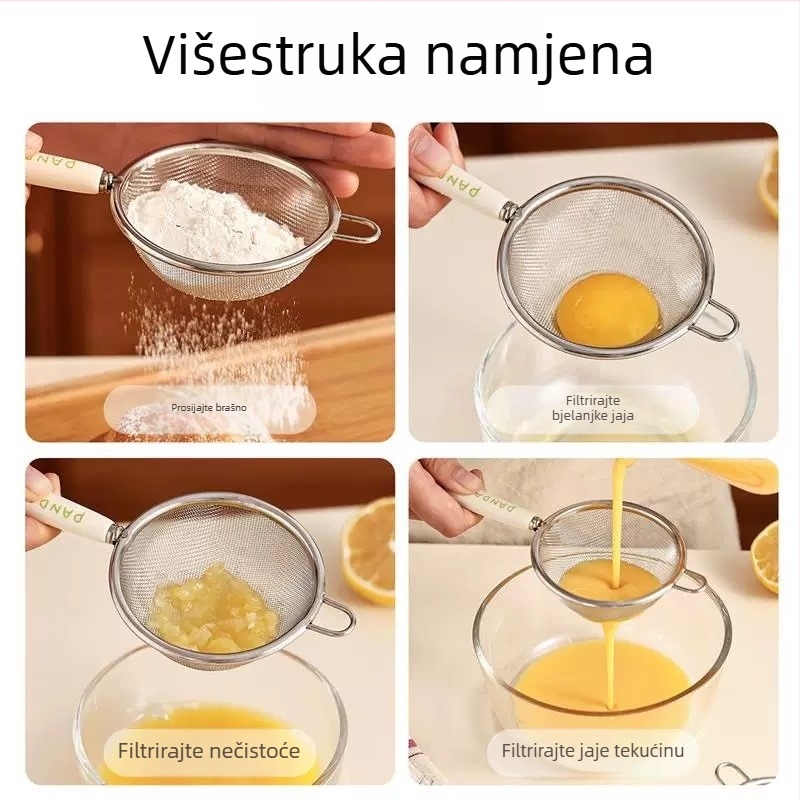 Kuhinjski sito za filtraciju od keramike i 304 nehrđajućeg čelika | jednostavan stil, s jednim kukom, prilagodljivo