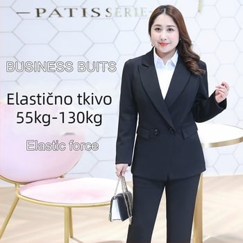 Ženski sako odijelo s dugim rukavima, Stretch Roman tkanina, poliester, pleteni, Temperament Commuter stil, ovratnik jakne