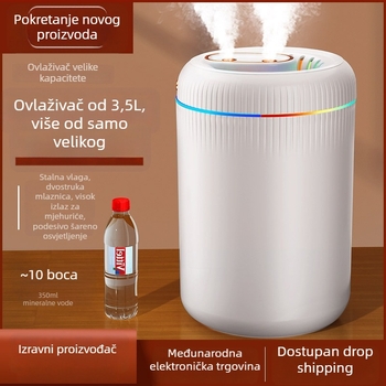 Kućni ovlaživač zraka, model d88, dva izlaza magle, spremnik 2,6–4,0 L, buka ispod 36 dB, atmosferska lampica