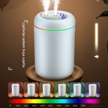 Kućni ovlaživač zraka, model d88, dva izlaza magle, spremnik 2,6–4,0 L, buka ispod 36 dB, atmosferska lampica