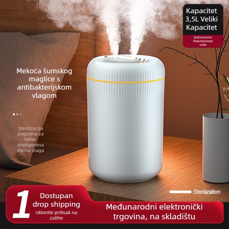 Kućni ovlaživač zraka, model d88, dva izlaza magle, spremnik 2,6–4,0 L, buka ispod 36 dB, atmosferska lampica