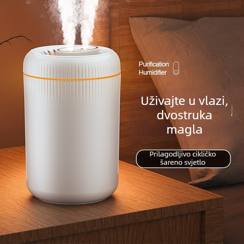 Kućni ovlaživač zraka, model d88, dva izlaza magle, spremnik 2,6–4,0 L, buka ispod 36 dB, atmosferska lampica