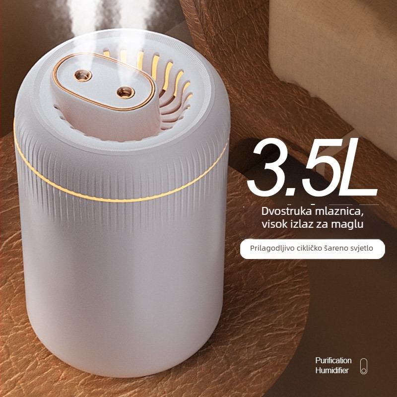 Kućni ovlaživač zraka, model d88, dva izlaza magle, spremnik 2,6–4,0 L, buka ispod 36 dB, atmosferska lampica