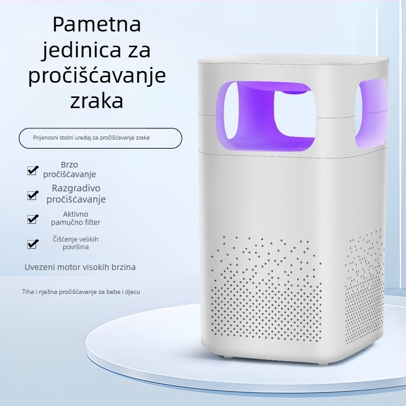 Mini uređaj za pročišćavanje zraka za dom i uredski stol te spavaću sobu — buka 36–45 dB, protok zraka 50 m³/h, pokriće 10 m², odvojeni filtr, jednostavan dizajn