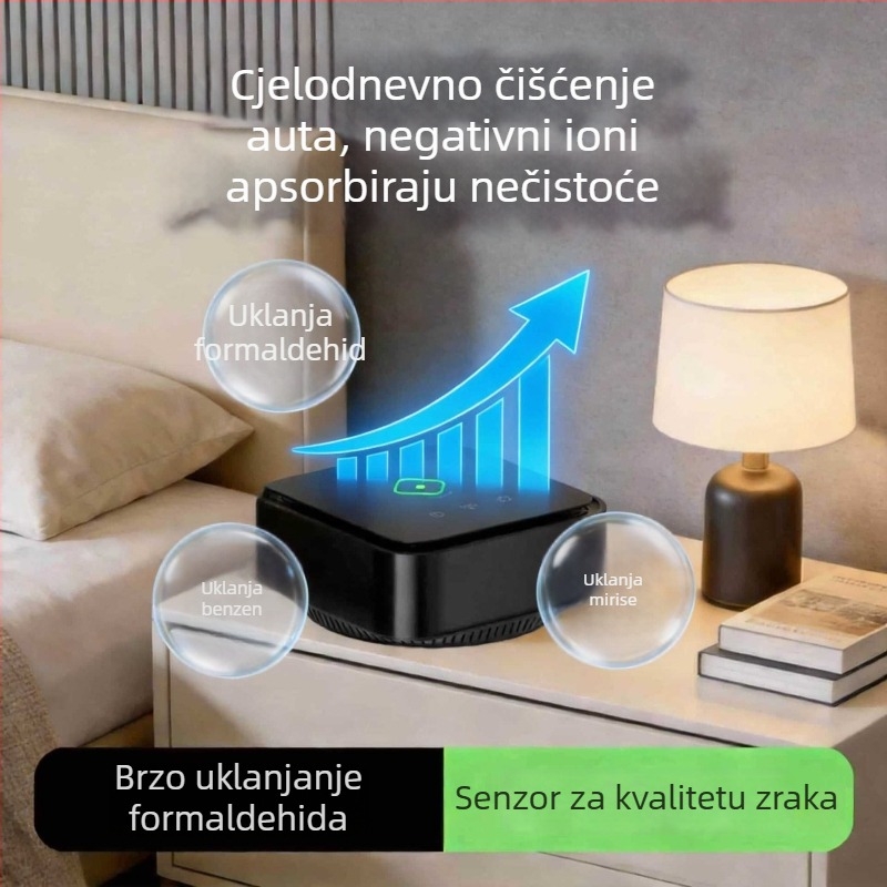 Desktop uređaj za pročišćavanje zraka s negativnim ionima za kućnu upotrebu, tiho <36 dB, protok zraka <50 m³/h, dodirna kontrola, pogodno za prostorije do 10 m²