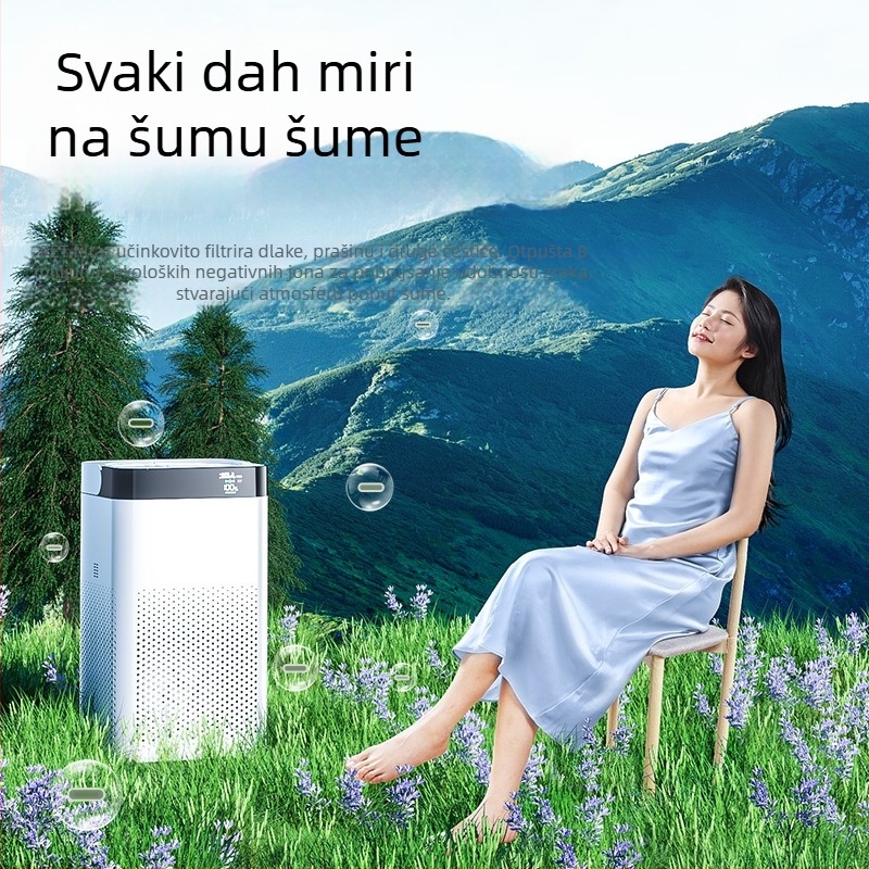 Stolni pročišćivač zraka za kućnu upotrebu – protok zraka 50 m³/h, buka <36 dB, CADR PM 300 m³/h, CADR formaldehid 45, pokrivenost 21–30 m²