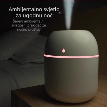 USB ovlaživač za stolno korištenje - dom/ured/učionica, rezervoar 10 L+, pokrivenost >60 m², 3+ izlaza magle, USB napajanje, kompatibilno s 111-240 V