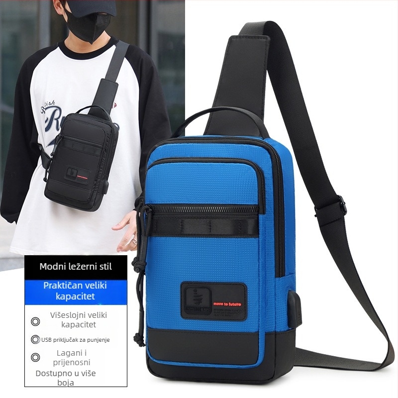 Muška torbica za prsa od Oxford platna – gradski minimalistički stil, prozračna, s dovoljno prostora za pohranu.