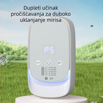 Učinkoviti pročišćivač zraka za uklanjanje mirisa kućnih ljubimaca — aktivni ugljen, UV i HEPA dezinfekcija, USB napajanje, zidni nosač, pokrivenost 10 m², zvuk <36 dB