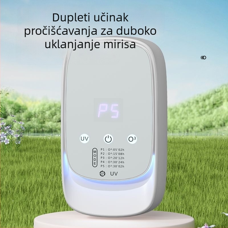 Učinkoviti pročišćivač zraka za uklanjanje mirisa kućnih ljubimaca — aktivni ugljen, UV i HEPA dezinfekcija, USB napajanje, zidni nosač, pokrivenost 10 m², zvuk <36 dB