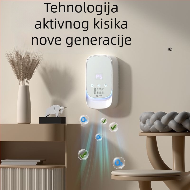 Učinkoviti pročišćivač zraka za uklanjanje mirisa kućnih ljubimaca — aktivni ugljen, UV i HEPA dezinfekcija, USB napajanje, zidni nosač, pokrivenost 10 m², zvuk <36 dB