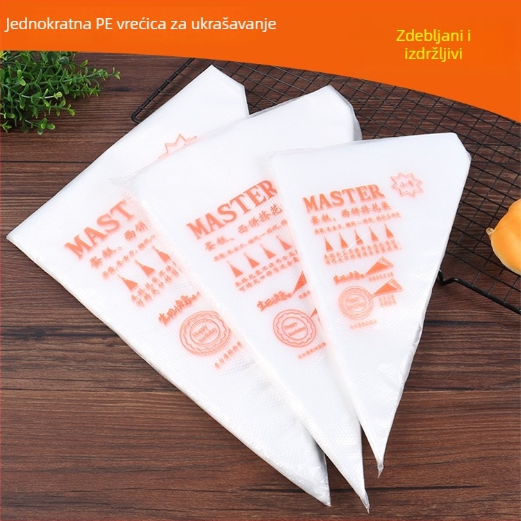 PE vrećica za ukrašavanje, 100 komada, s nastavcima za ukrašavanje keksa i torti