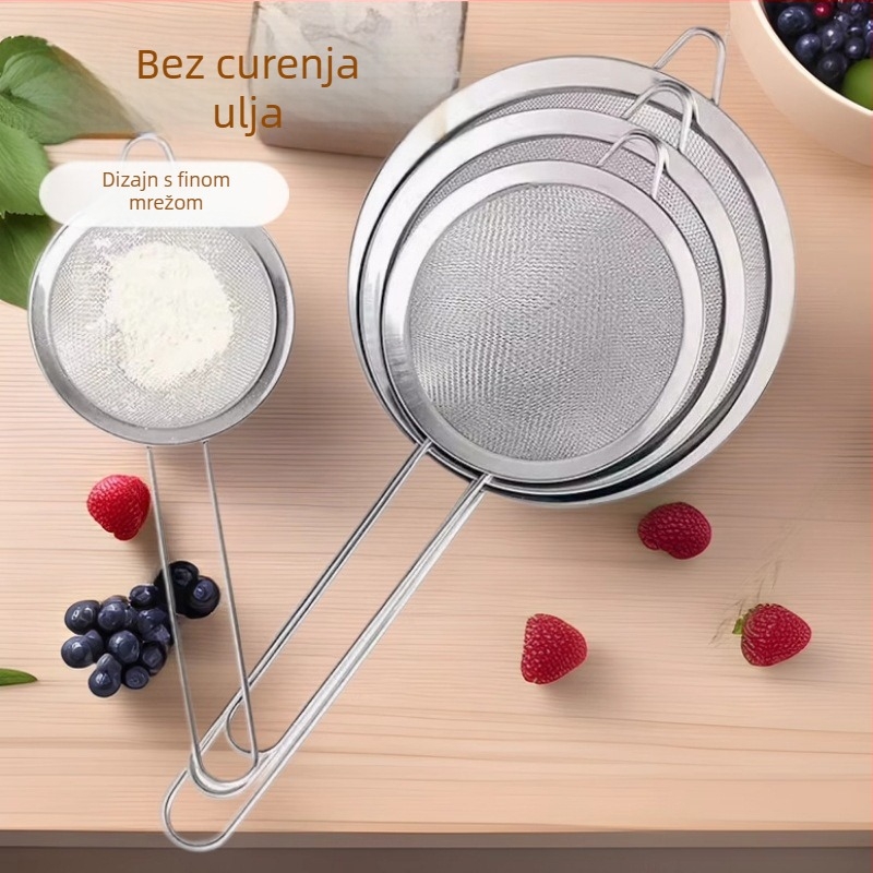 Nehrđajući čelik — ručno sito i mrežasta cjediljka za brašno; za filtriranje ptičjeg gnijezda i ostataka sojinog mlijeka; brenda QN; prilagodba i otisak logotipa dostupni