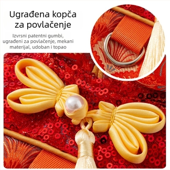 Jesen-zimski Tang stil kaput za pse s izvezenim motivom ventilatora, za male i srednje pse