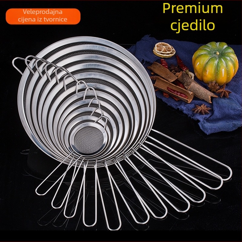 Nerđajući čelik kuhinjsko cjedilo s mrežom ravnog uzorka twill, s jednim kukom i zaštitom od opeklina, novi kineski stil, izlazak ljeta 2020.