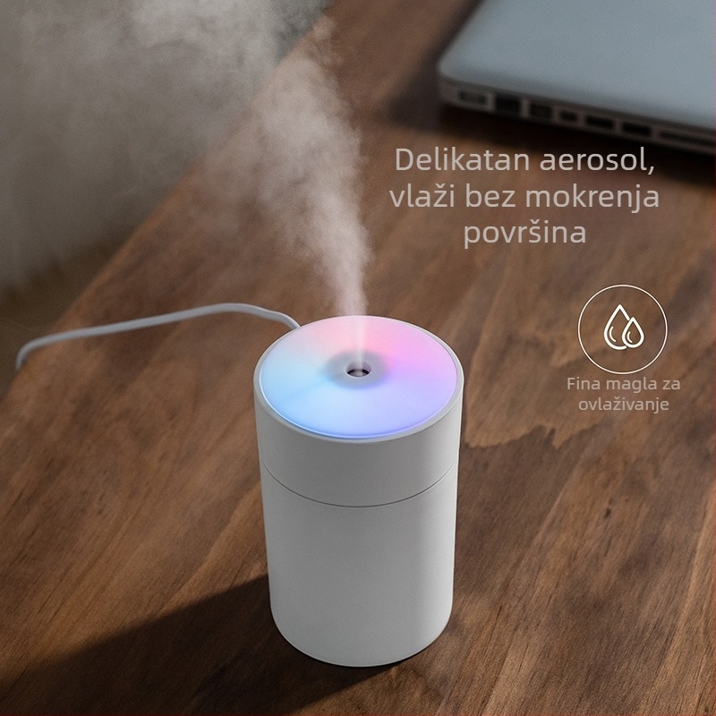 Ultrazvučni ovlaživač zraka za ured i dom, USB napajanje, spremnik do 0.5 L, 1 izlaz magle, tih ≤36 dB, tajmer 2–8 sati