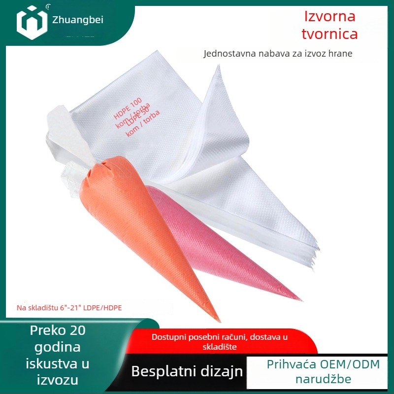 Jednokratna prozirna PE vrećica za ukrašavanje s debelom stijenkom, za tortu i kremu