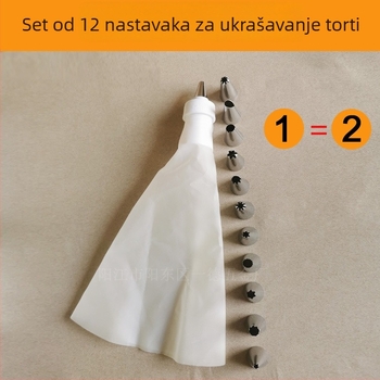 12-dijelni set nastavaka za ukrašavanje torti i keksa, nehrđajući čelik 430