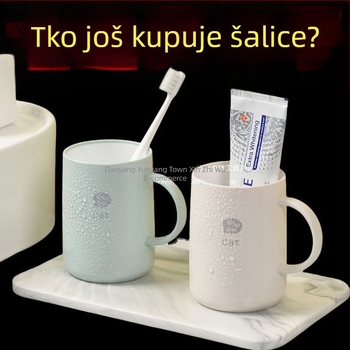 Čašica za četkice s držačem – plastična šalica za ispiranje usta, kućna uporaba (za parove)