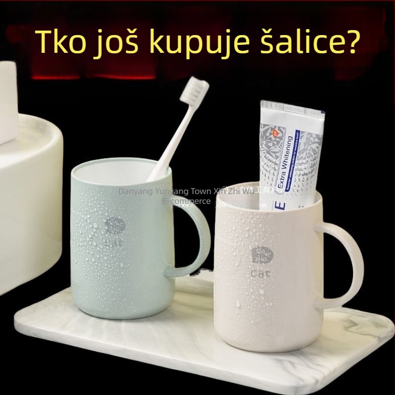 Čašica za četkice s držačem – plastična šalica za ispiranje usta, kućna uporaba (za parove)