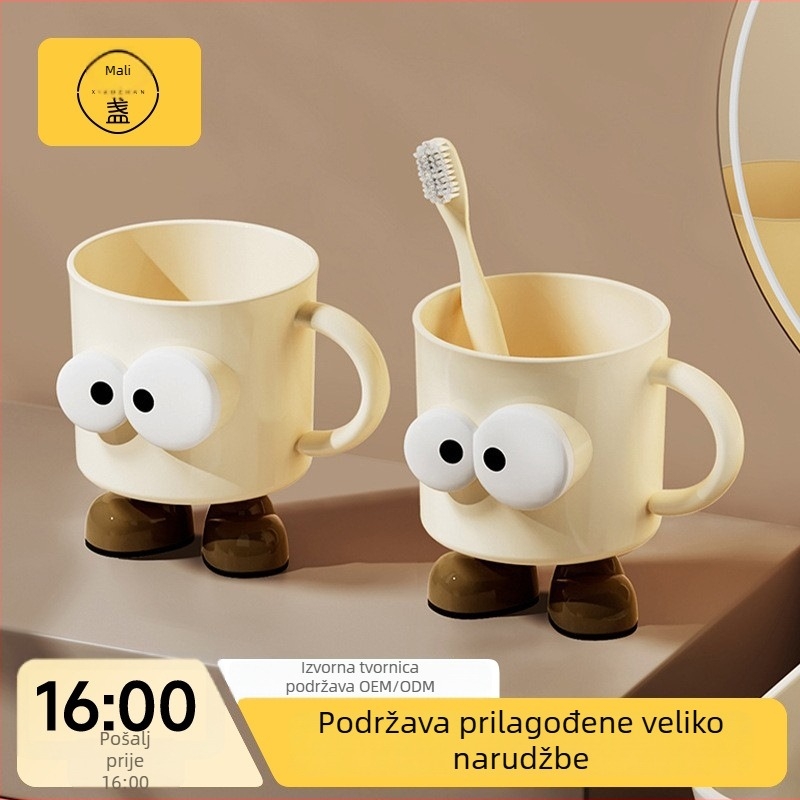 Čaša za ispiranje i čašica za četkicu s pretincem za pohranu — PP materijal, marka Small Lamp, prilagodljiv logo, mogućnost prilagodbe