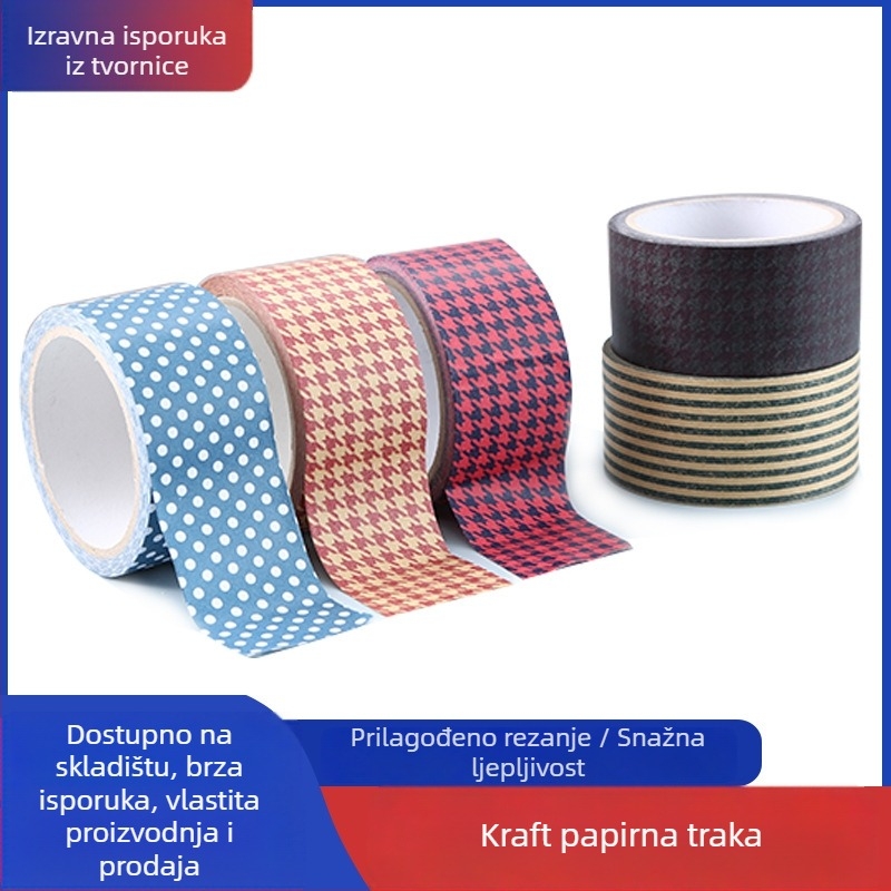 Ljepilo traka za pakiranje od Kraft papira s ljepilom na bazi tkanine, visoka viskoznost, otpornost na temperature 0-70°C, pogodna za pakiranje i zatvaranje