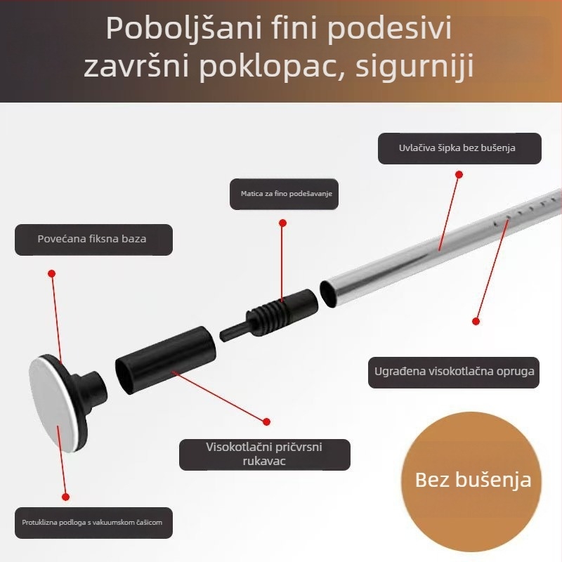 Prilagodljiva teleskopska šipka za sušenje odjeće – bez bušenja, bez čavli, s jakom nosivošću