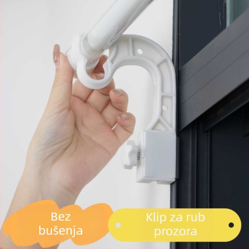 Klip-držač za zavjese, teleskopijski nosač, bez bušenja, za okvir prozora, plastični