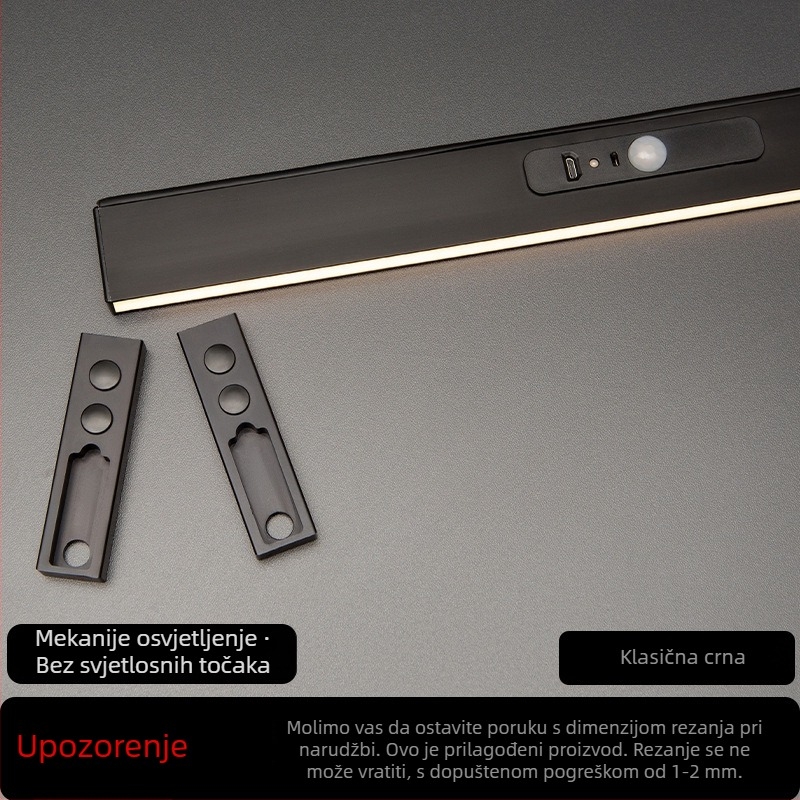 Vješalica za garderobu s LED lampom, aluminijska legura, senzor ljudskog tijela, baterija 8000mAh, 4000K boja svjetla
