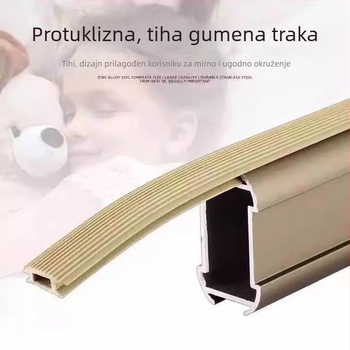 Predebljena aluminijska unutarnja šipka za garderobu, tiha protuklizna prečka i prirubnica