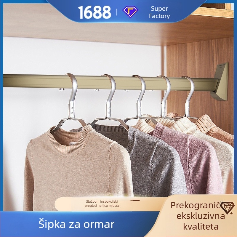 Predebljena aluminijska unutarnja šipka za garderobu, tiha protuklizna prečka i prirubnica
