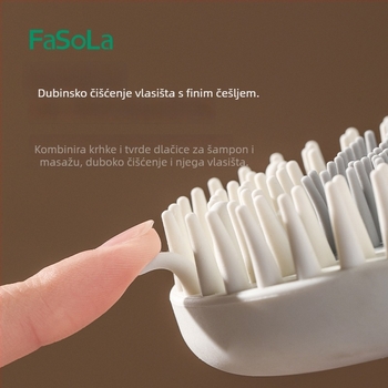 FaSoLa dvostruko funkcionalna četka za šampon za kućnu upotrebu — masaža, mokro/suho korištenje, odvojiva glava, materijal TPE