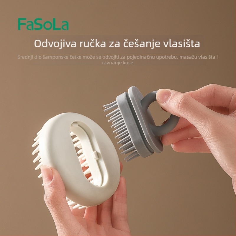 FaSoLa dvostruko funkcionalna četka za šampon za kućnu upotrebu — masaža, mokro/suho korištenje, odvojiva glava, materijal TPE