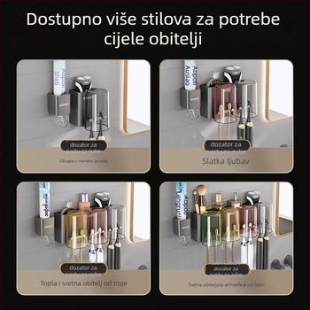 Zidni držač za četkicu za zube – metalni, skladište, bez bušenja, ecoco/Italian Coco